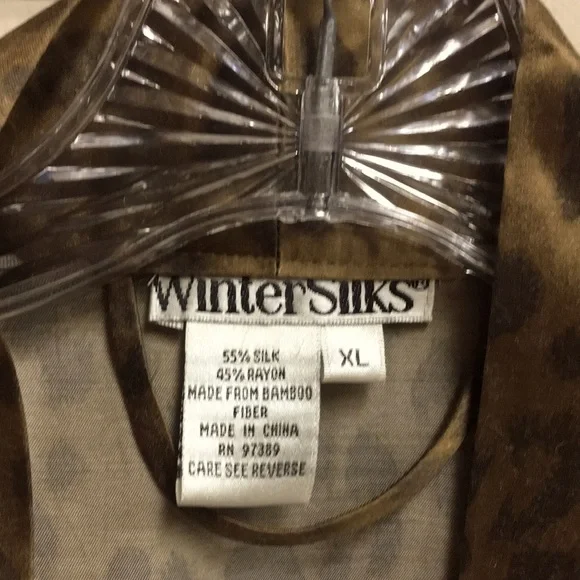 NWOT SILK Long Leopard Print Kimono Robe - Picture 4 of 11